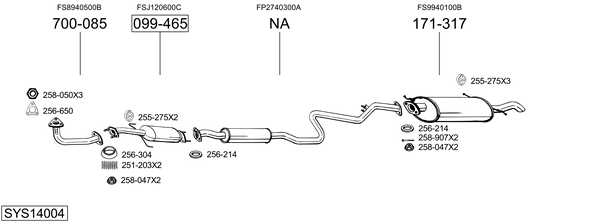 Sistema de gases de escape BOSAL SYS14004