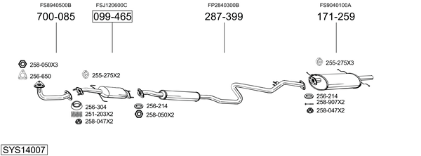 Sistema de gases de escape BOSAL SYS14007