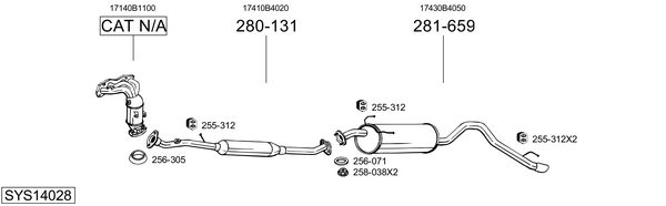 Sistema de gases de escape Daihatsu TERIOS