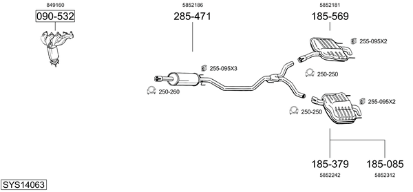 Sistema de gases de escape Opel VECTRA C GTS