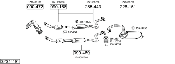 Sistema de gases de escape Toyota AVENSIS Saloon
