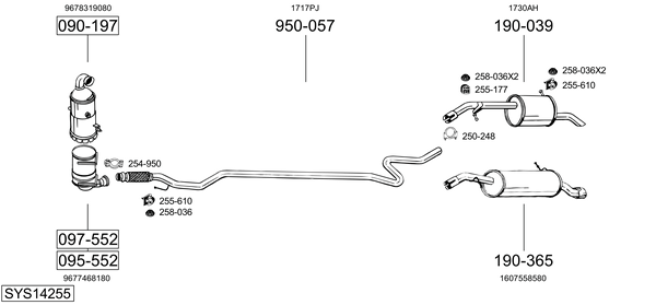 Sistema de gases de escape Peugeot 208 Hatchback Van