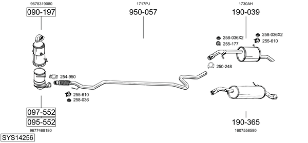 Sistema de gases de escape Peugeot 208 I
