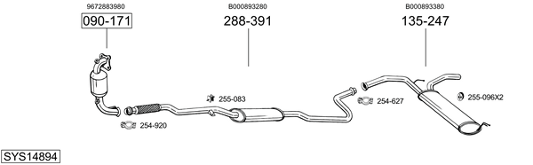 Sistema de gases de escape Peugeot 108