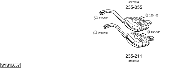 Sistema de gases de escape Volvo XC70 II