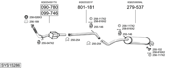 Sistema de gases de escape Vw POLO IV Saloon