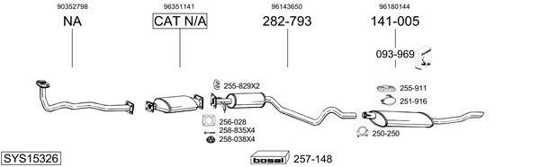Sistema de gases de escape Daewoo CIELO