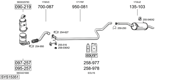 Sistema de gases de escape Peugeot PARTNER TEPEE
