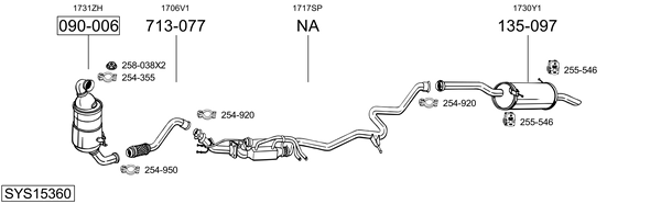 Sistema de gases de escape BOSAL SYS15360