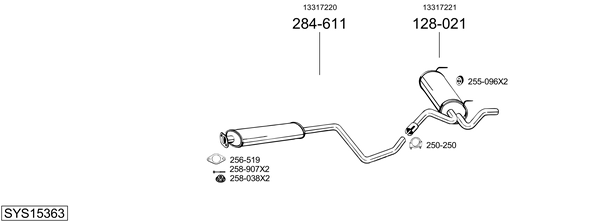 Sistema de gases de escape Chevrolet CRUZE Hatchback