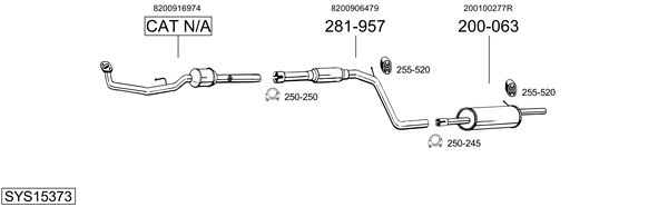 Sistema de gases de escape Renault SANDERO/STEPWAY I