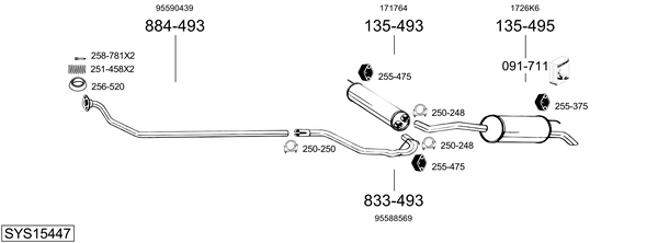 Sistema de gases de escape BOSAL SYS15447