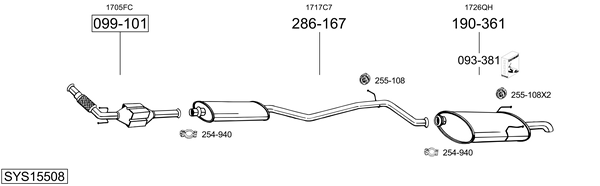 Sistema de gases de escape BOSAL SYS15508