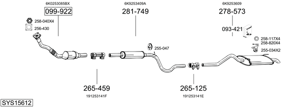 Sistema de gases de escape Vw CADDY II Box Body/MPV