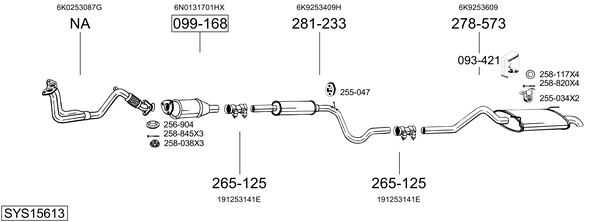 Sistema de gases de escape Vw CADDY II Box Body/MPV