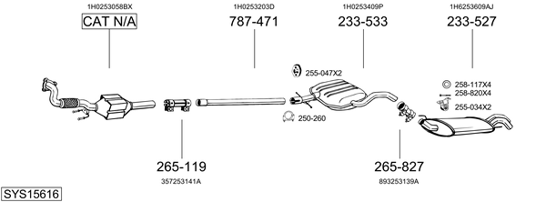 Sistema de gases de escape Vw GOLF IV Cabriolet