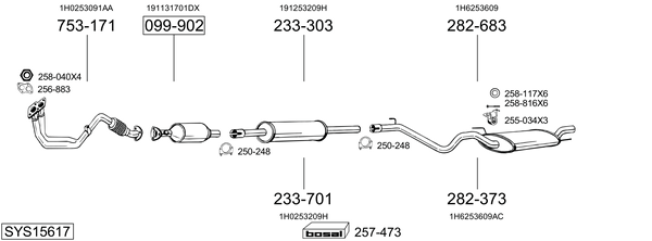 Sistema de gases de escape Vw GOLF III Van