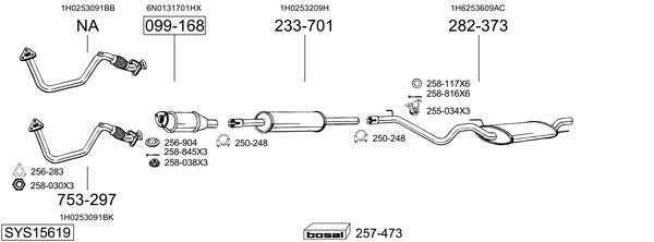 Sistema de gases de escape Vw GOLF III Van