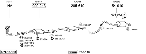 Sistema de gases de escape Ford ESCORT V Saloon