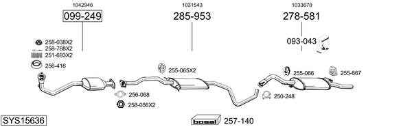 Sistema de gases de escape Ford ESCORT VI Convertible