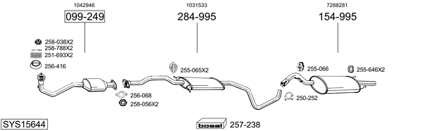 Sistema de gases de escape Ford ESCORT VI Convertible