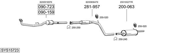 Sistema de gases de escape Renault SANDERO/STEPWAY I