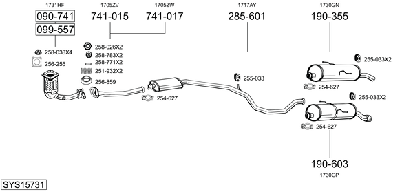 Sistema de gases de escape Peugeot 206 Hatchback