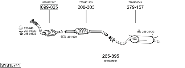 Sistema de gases de escape Renault MEGANE I Coach