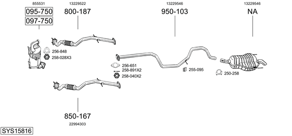 Sistema de gases de escape Vauxhall INSIGNIA Mk I Sports Tourer