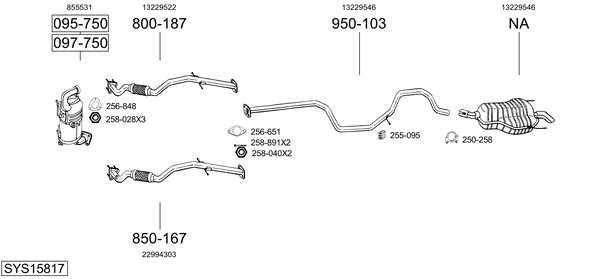 Sistema de gases de escape Vauxhall INSIGNIA Mk I Hatchback