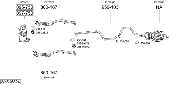 Sistema de gases de escape Vauxhall INSIGNIA Mk I Hatchback
