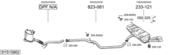 Sistema de gases de escape Audi A3 Sportback