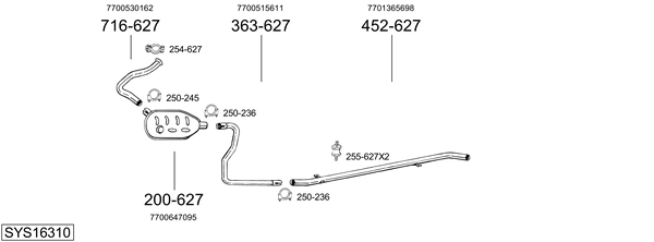 Sistema de gases de escape BOSAL SYS16310