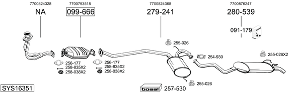 Sistema de gases de escape Renault 19 II Cabriolet