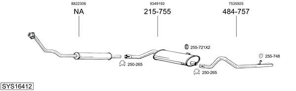 Sistema de gases de escape Saab 900 I Convertible