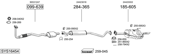 Sistema de gases de escape Vauxhall ASTRA Mk IV Saloon