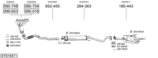 Sistema de gases de escape Vauxhall ASTRA Mk IV Estate
