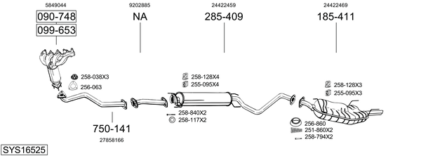 Sistema de gases de escape Vauxhall VECTRA Saloon