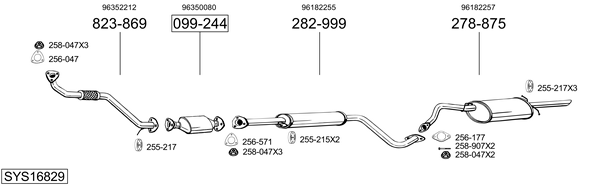 Sistema de gases de escape BOSAL SYS16829