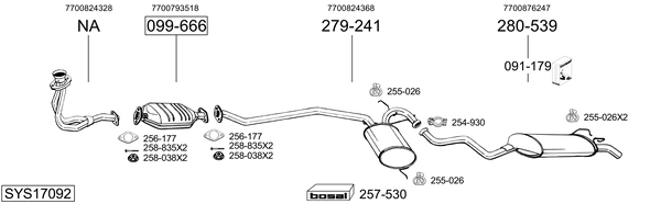 Sistema de gases de escape Renault 19 I Cabriolet