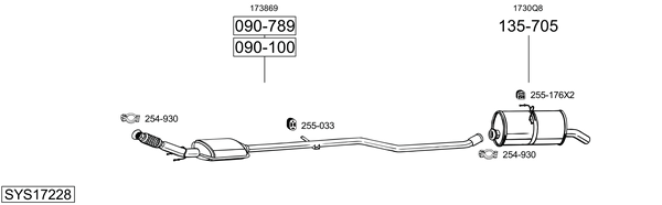 Sistema de gases de escape BOSAL SYS17228