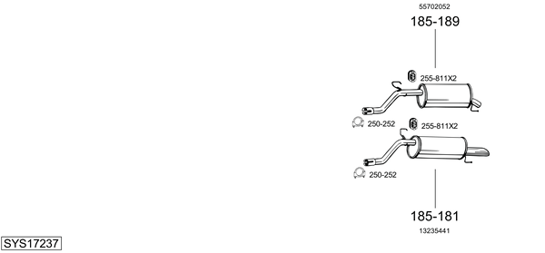 Sistema de gases de escape Vauxhall CORSA Mk IV