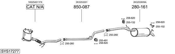 Sistema de gases de escape Vw CADDY III Box Body/MPV