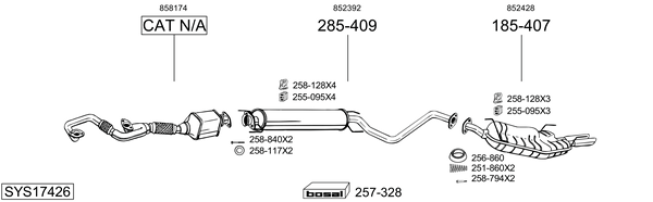 Sistema de gases de escape Opel VECTRA B Estate