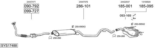 Sistema de gases de escape Vauxhall VECTRA Mk II