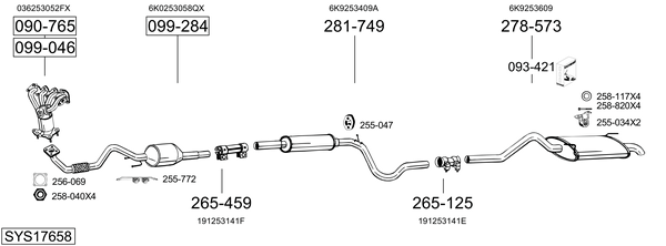 Sistema de gases de escape Vw CADDY II Box Body/MPV