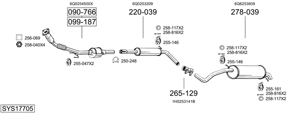 Sistema de gases de escape Skoda FABIA I Saloon