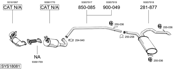 Sistema de gases de escape Vauxhall VIVARO A Platform/Chassis