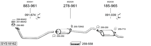 Sistema de gases de escape BOSAL SYS18162
