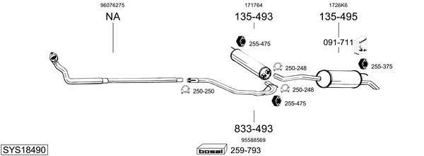 Sistema de gases de escape BOSAL SYS18490